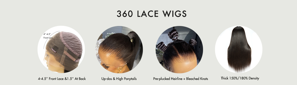 VINUSS 360 Lace Front Wigs Human Hair Wigs for Black Women, Human Hair Lace  Front Wigs Pre Plucked Bleached Knots, Lace Frontal Human Hair Straight  Brazilian Ha… | Front lace wigs human
