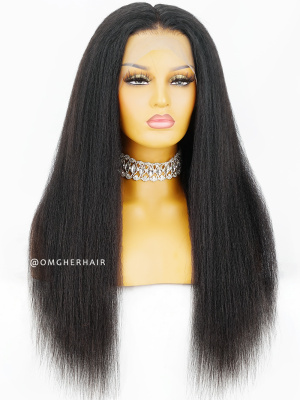 Human Hair Indian Virgin Hair Kinky Curly Lace Front Wig [LFW14]