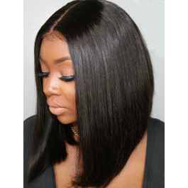 Silky Straight Blunt Cut Bob Lace Wig Indian Remy Hair